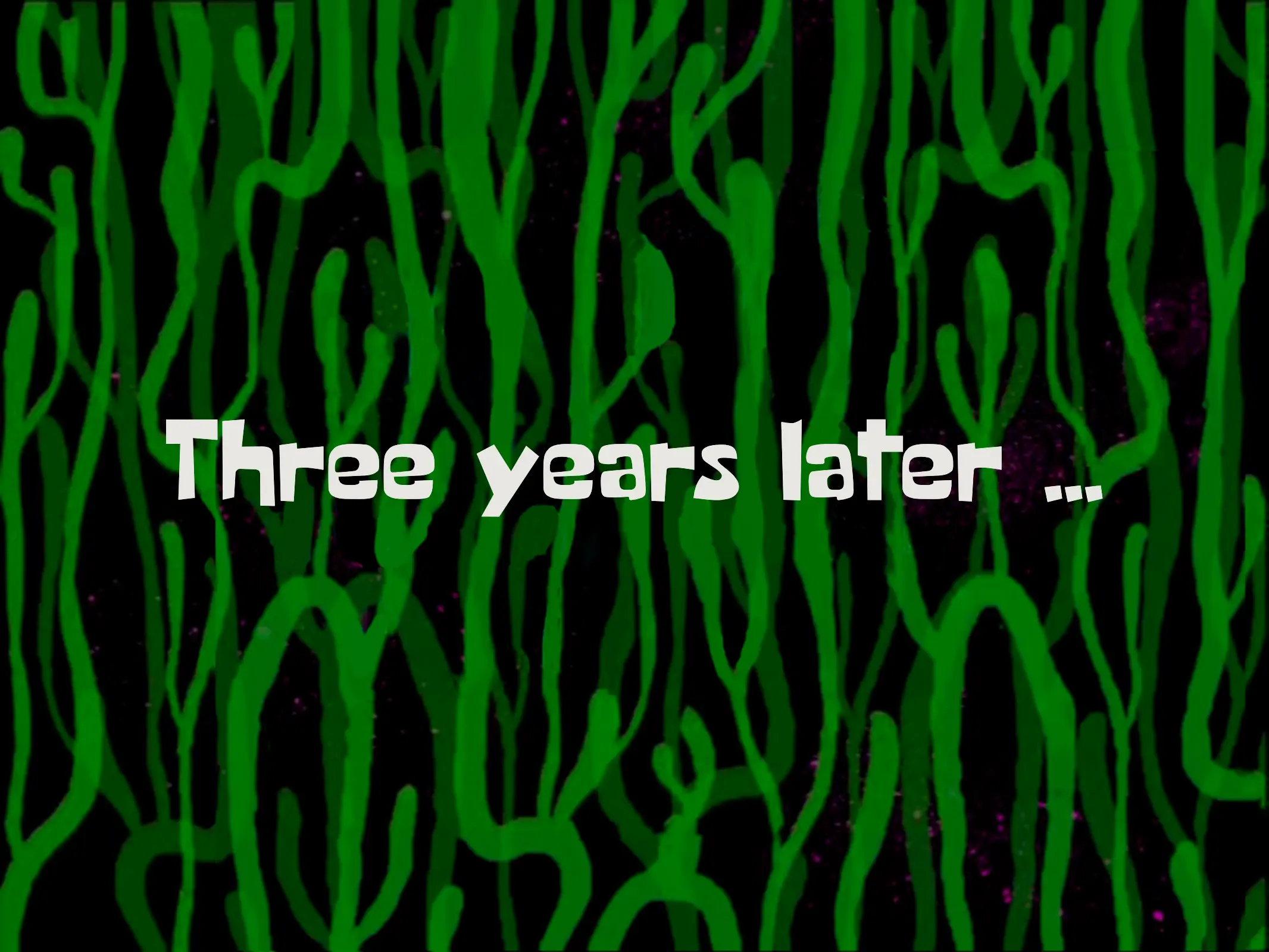 Spongebob meme saying "Three years later…"