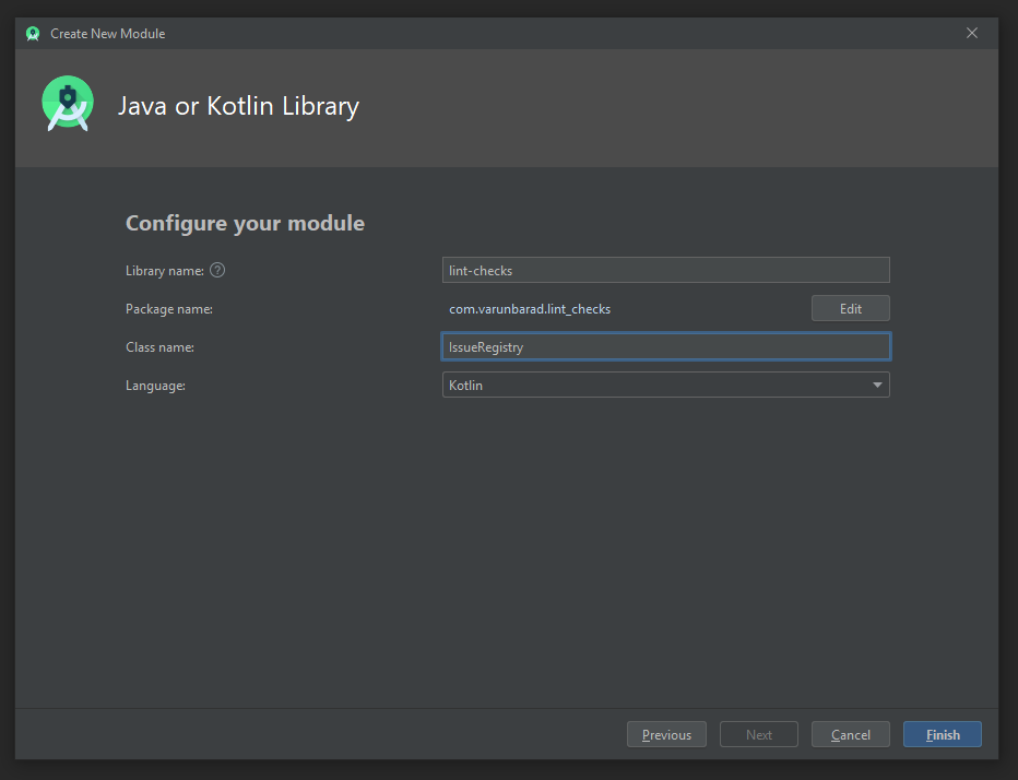 Screenshot - Add new Java or Kotlin Library Module